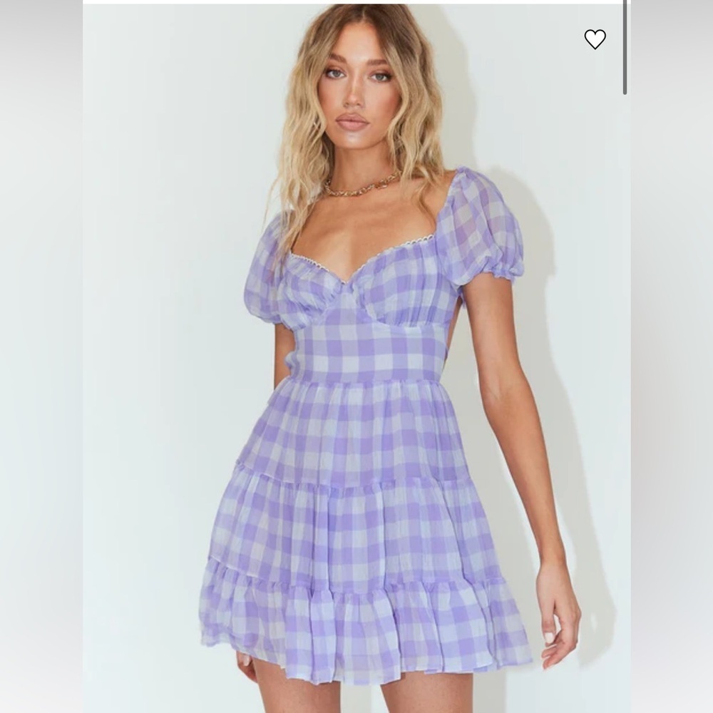 Princess Polly Lilac Gingham Danny Mini Dress Size 0
